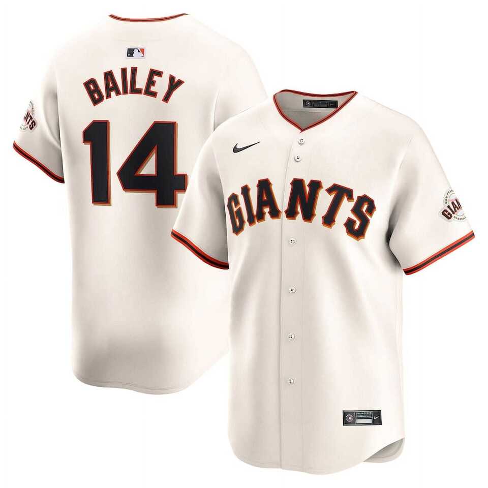 Men%27s San Francisco Giants #14 Patrick Bailey Cream 2024 Home Limited Stitched Jersey Dzhi